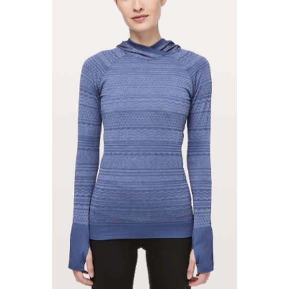 lululemon athletica Sweaters - Lululemon Restless Hoodie Gatsby Blue / White Size